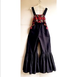 Carolina K Hand Embroidered Linen Jumpsuit Sz XS